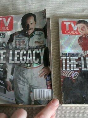 2 pc Vintage TV Guide Magazine 2002 Nascar Dale Earnhardt / Dale Jr The Legacy